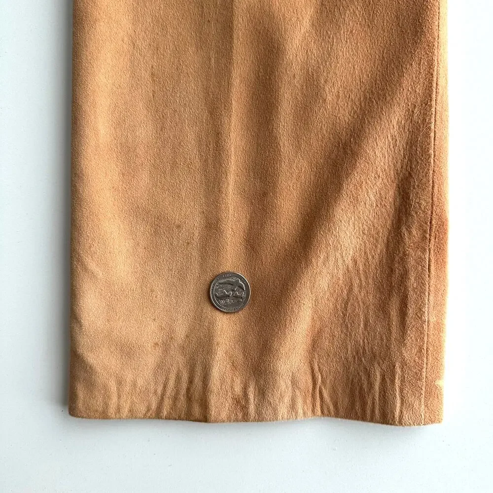 Saks Fifth Avenue VTG Lamb‎ Suede Pleated Straight Leg Peach Trouser Pants 6 8